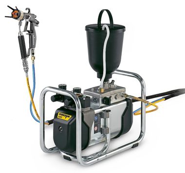 High-efficiency Wagner Cobra 40-10 Spraypack fully customisable diaphragm pump for wood finishing and demanding industrial coatings, ready to spray with manual spray gun & hose