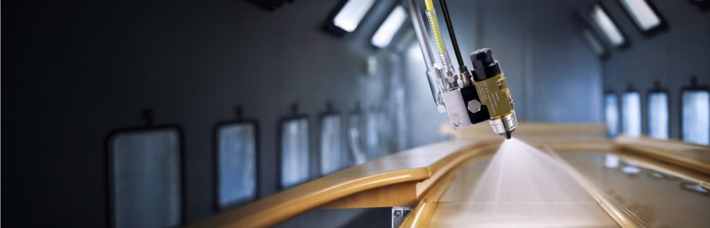Industrial spray equipment, automatic spray gun, automotive refinishing, Sames, flatline application